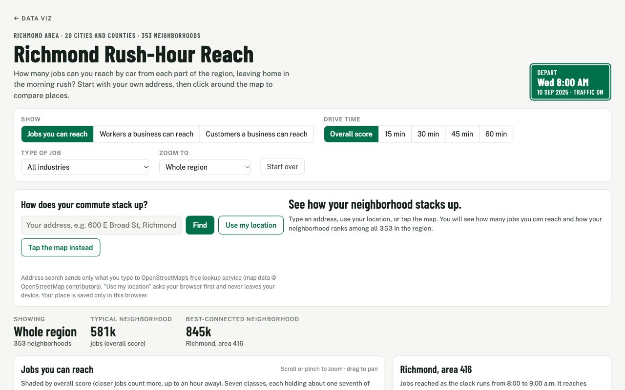Richmond Rush-Hour Reach map
