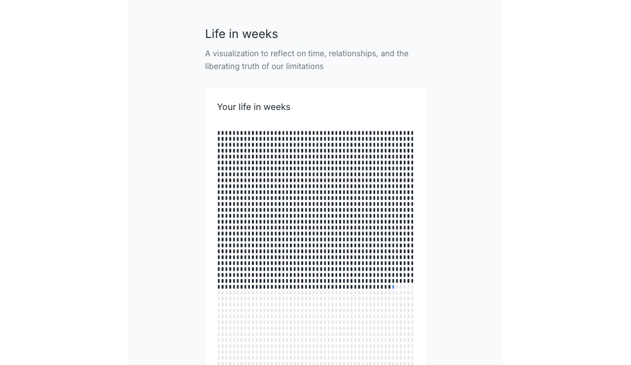 Life in weeks grid